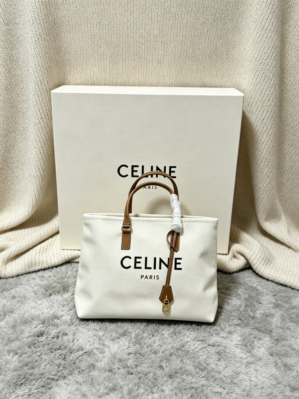 CELINE Cabas de France Canvas Tote Bag